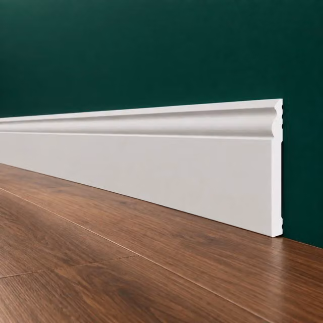 pacco da 120 ML di Battiscopa DUCALE bianco basso spessore 140x10mm in POLIMERI - Polistrutturato