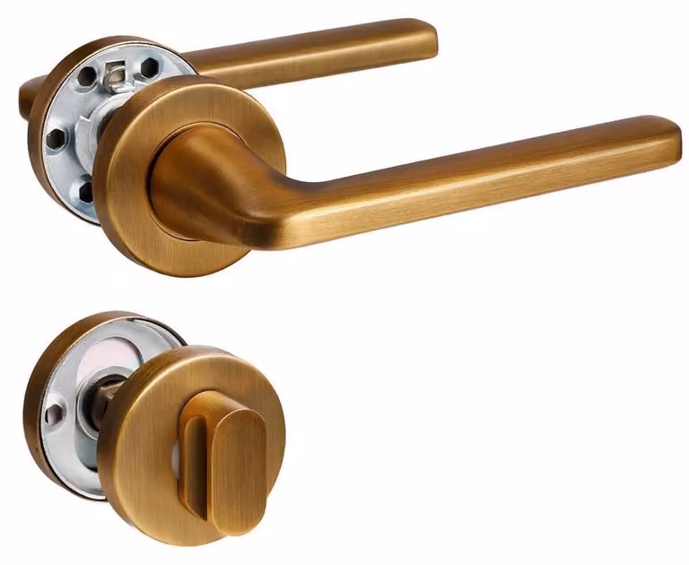 Maniglia per porta, stile antico, ottone massiccio, acciaio inossidabile, finitura opaca spazzolata, per bagno