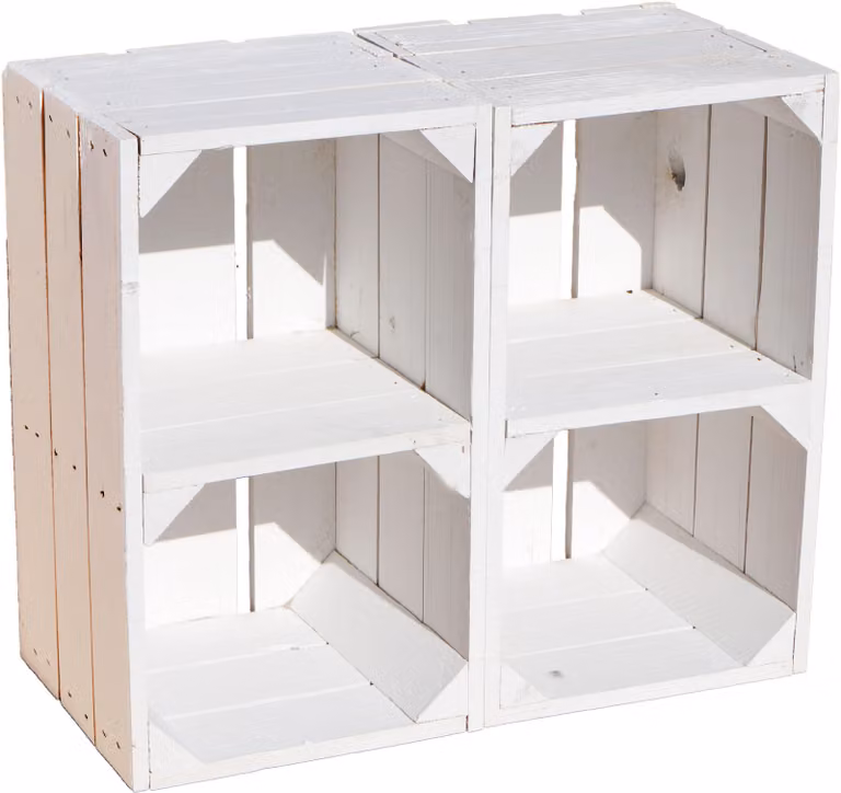 Set da 2 contenitori da scaffale "Hilde" bianchi con ripiano centrale