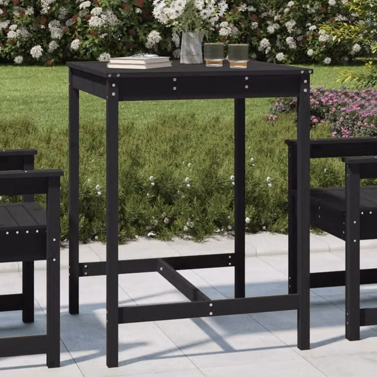 The Living Store tavolo da giardino nero 82,5x82,5x110 cm in legno di pino massiccio