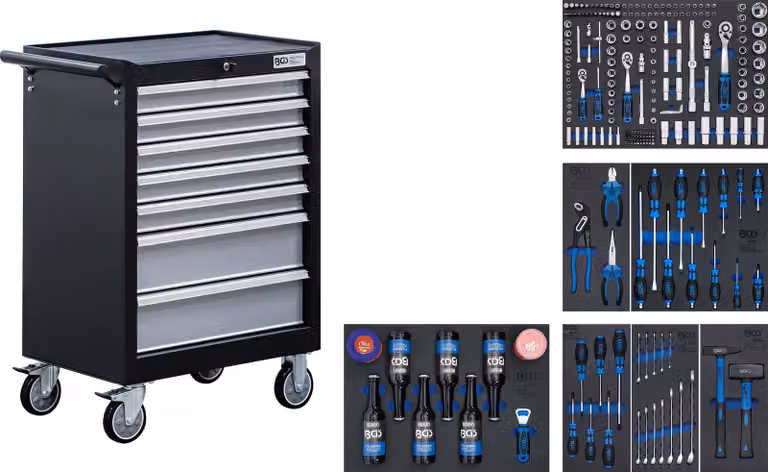 BGS Carrello da officina 7 cassetti con 227 utensili - 6069