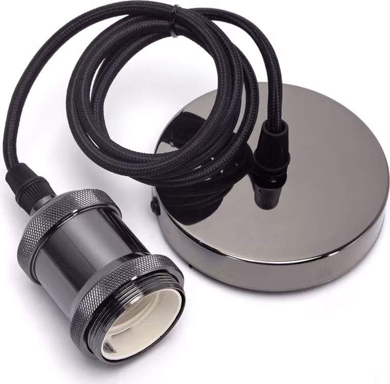 Lampada a sospensione con portalampada E27, stile vintage, nostalgico e retrò, nero perlato