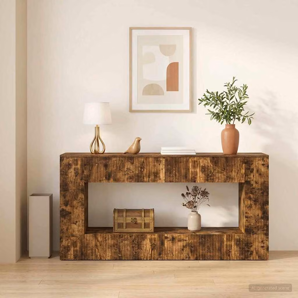 vidaXL Tavolo consolle moderno in legno color quercia marrone L: 155 cm, P: 29 cm, H: 74 cm