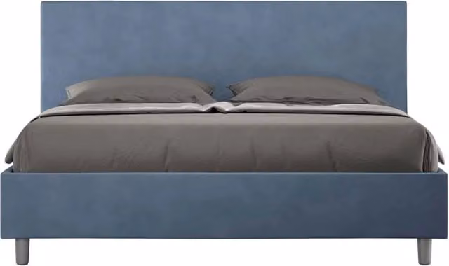 BS COM Letto matrimoniale king size senza rete imbottito 170x200 microfibra blu