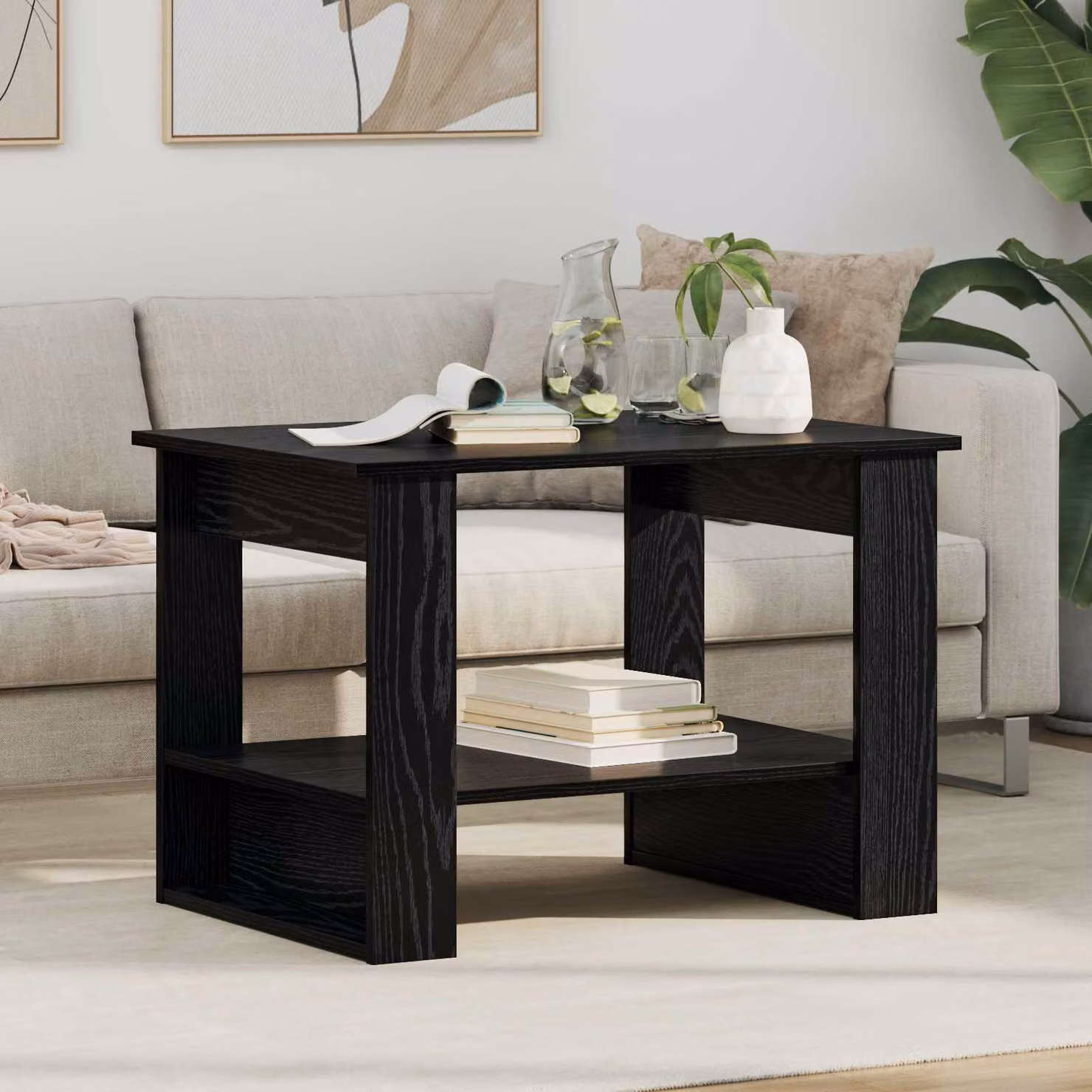 Maison Exclusive - Tavolino nero effetto rovere 72 x 50 x 50 cm Materiale ligneo
