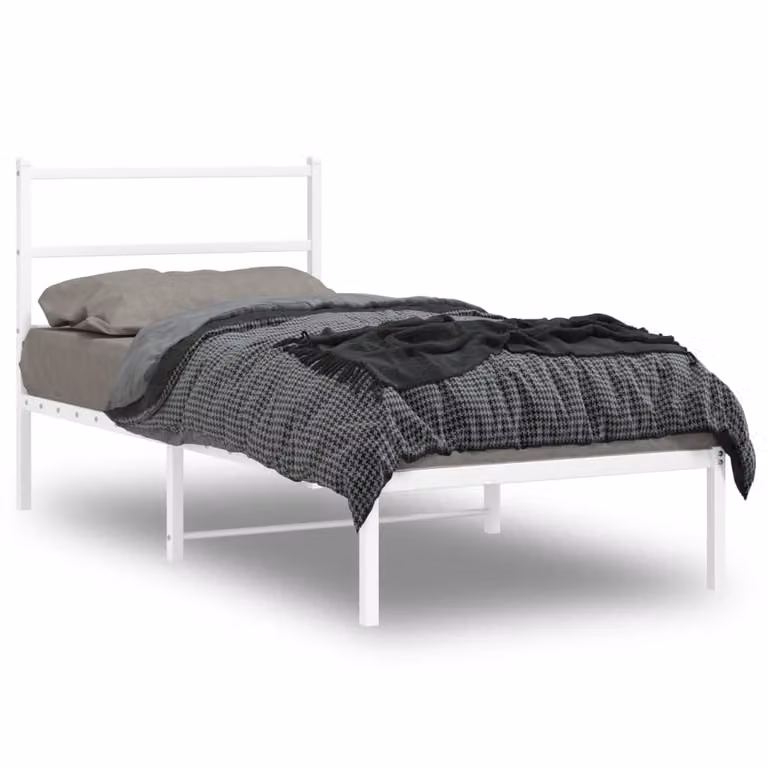 vidaXL Giroletto con Testiera in Metallo Bianco 90x190 cm