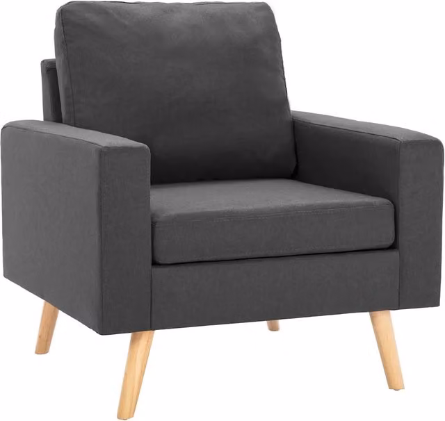 Poltrona Relax Moderna con Braccioli in Tessuto Grigio e Struttura in Legno di Pino