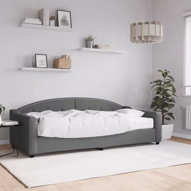 Divano Letto con Materasso-Sofa Letto-Daybed Grigio Scuro 90x200 cm in Tessuto 354467