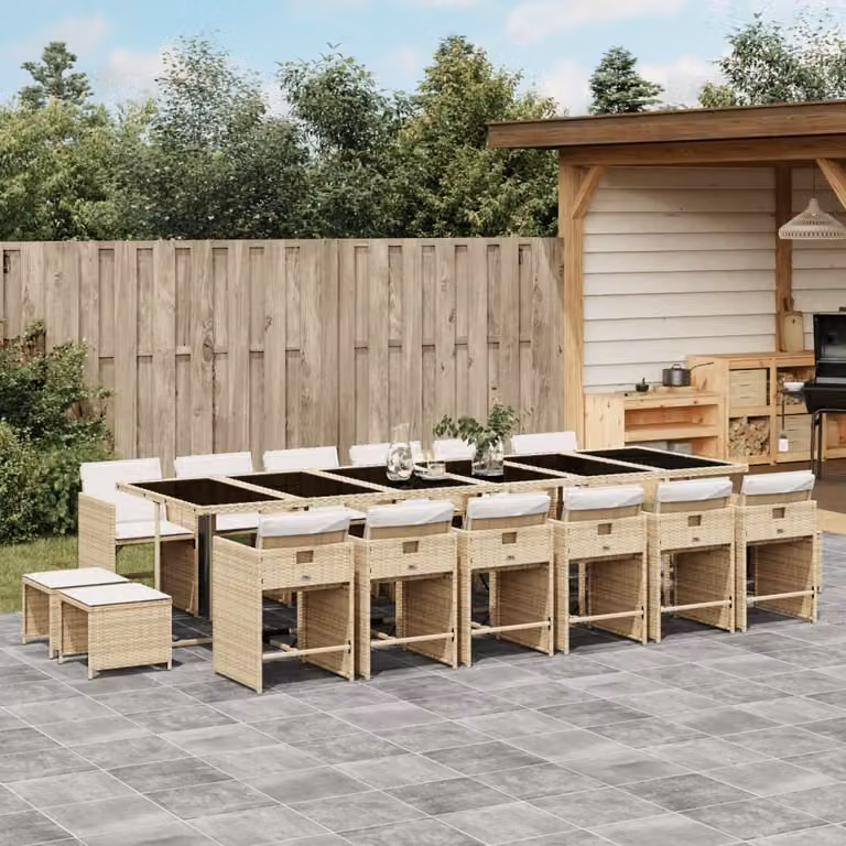Maison Exclusive - Set da Pranzo da Giardino 17 pz con Cuscini Beige in Polyrattan