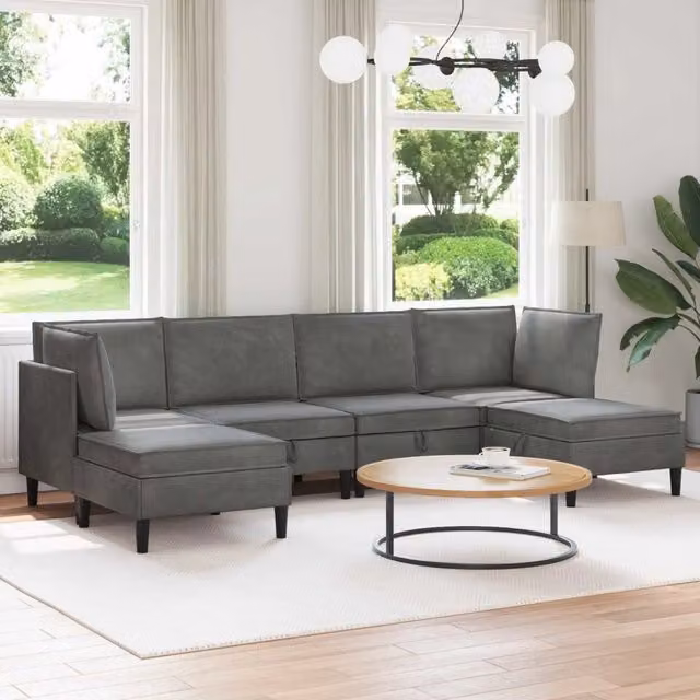 Set di mobili per il soggiorno 6 pz Grigio Scuro Velluto 3413737