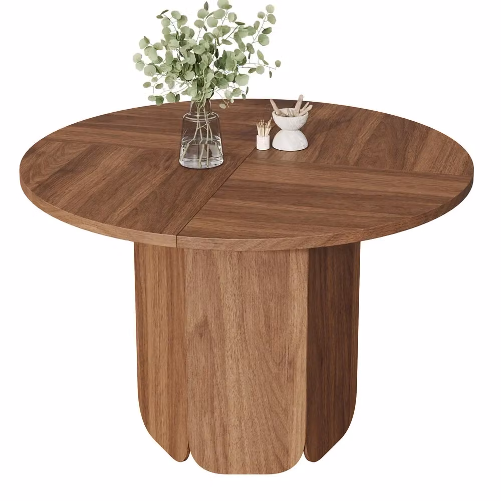 Tavolo da pranzo rotondo Minimal colore noce con design scandinavo, Diametro: 120 cm, Altezza: 75 cm – 2