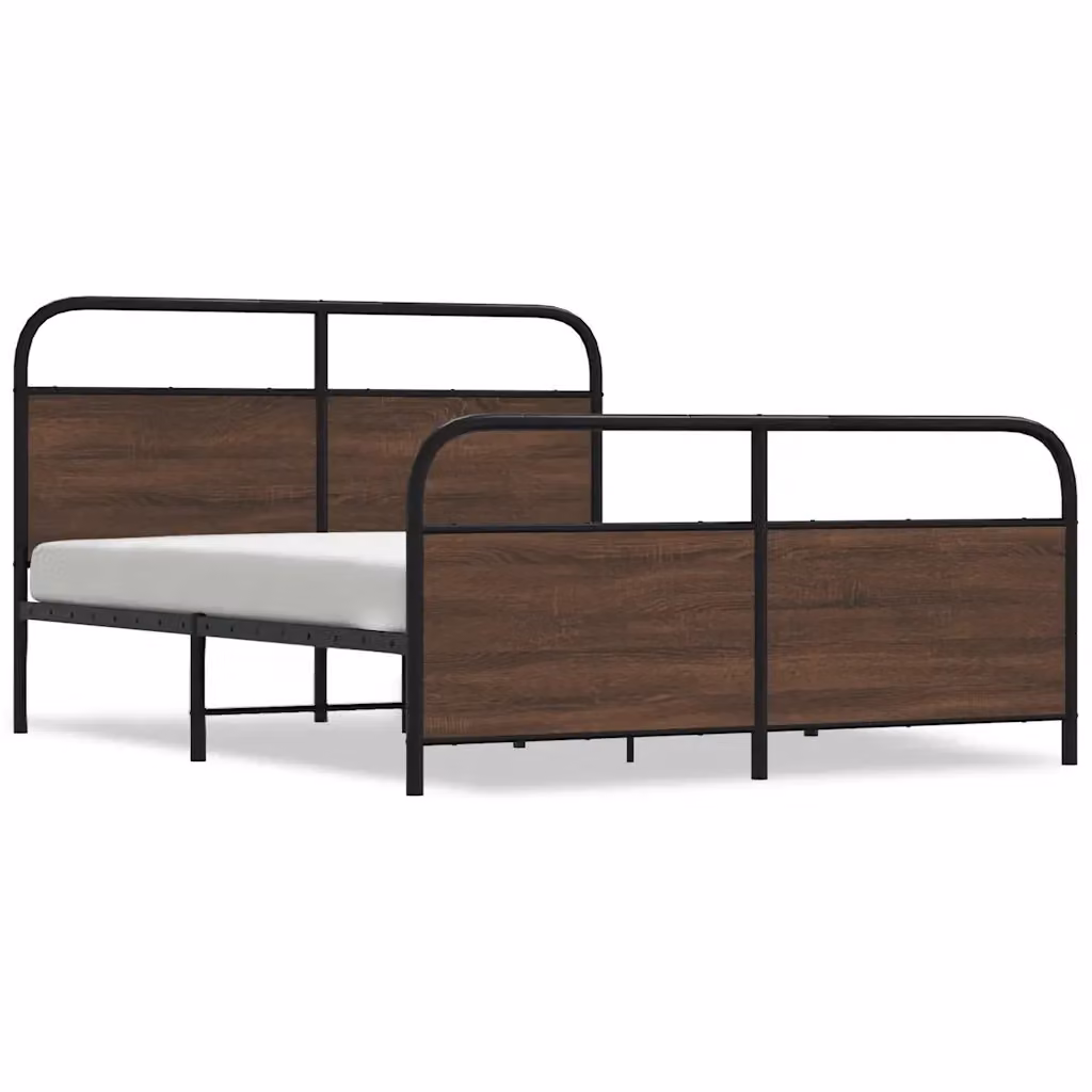 Letto con struttura in metallo e MDF color rovere marrone vidaXL L/P: 160 x 200 cm – 2