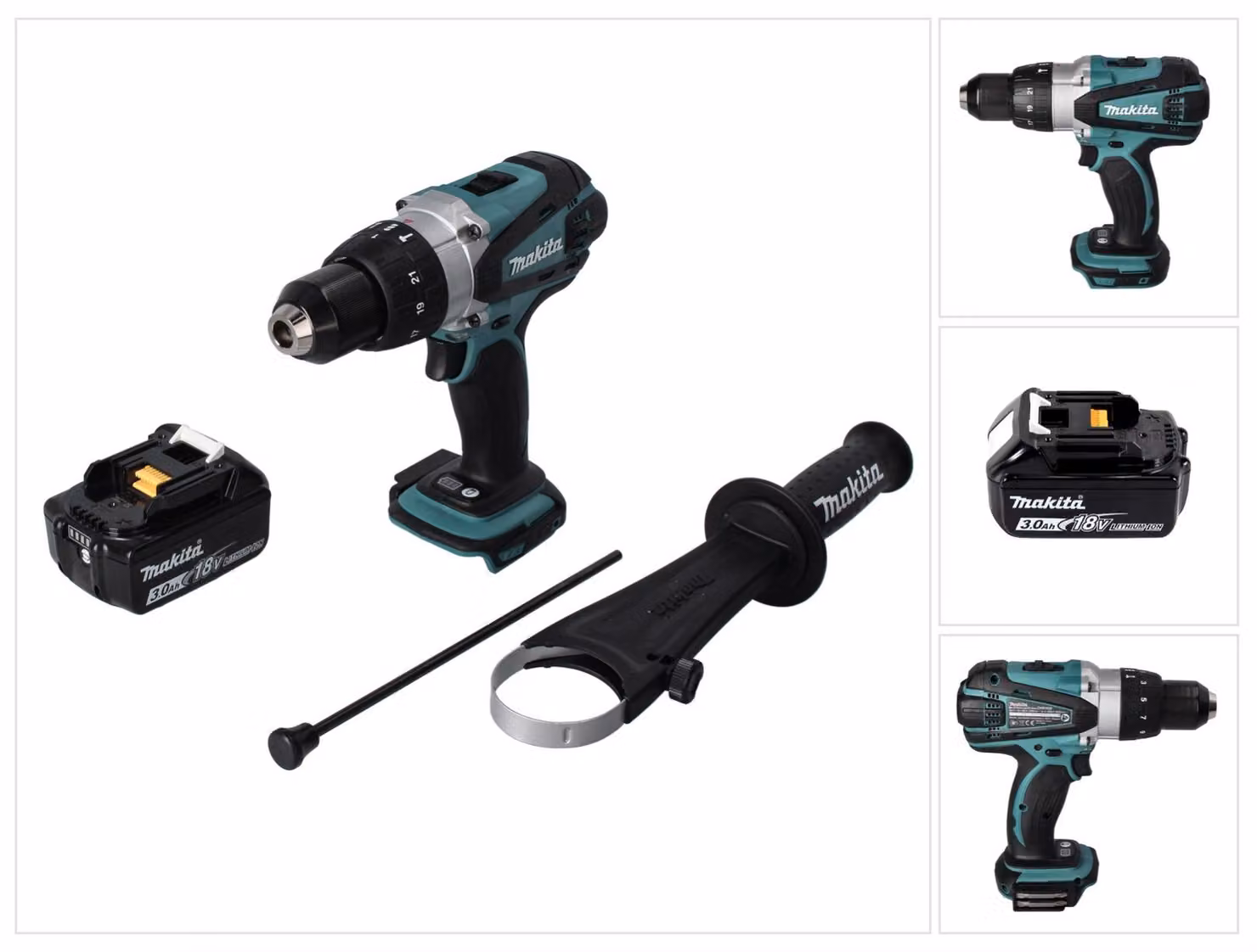 Trapano avvitatore a percussione a batteria Makita DHP 458 F1 18 V 91 Nm + 1x batteria 3,0 Ah - senza caricabatterie