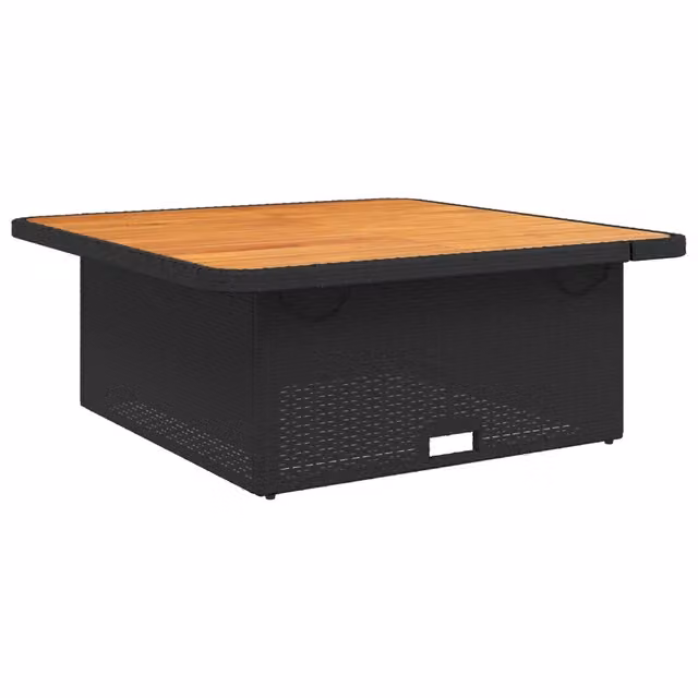 Tavolo da Giardino | Tavolino da esterno Nero 110x110x71 in Polyrattan e Legno Acacia