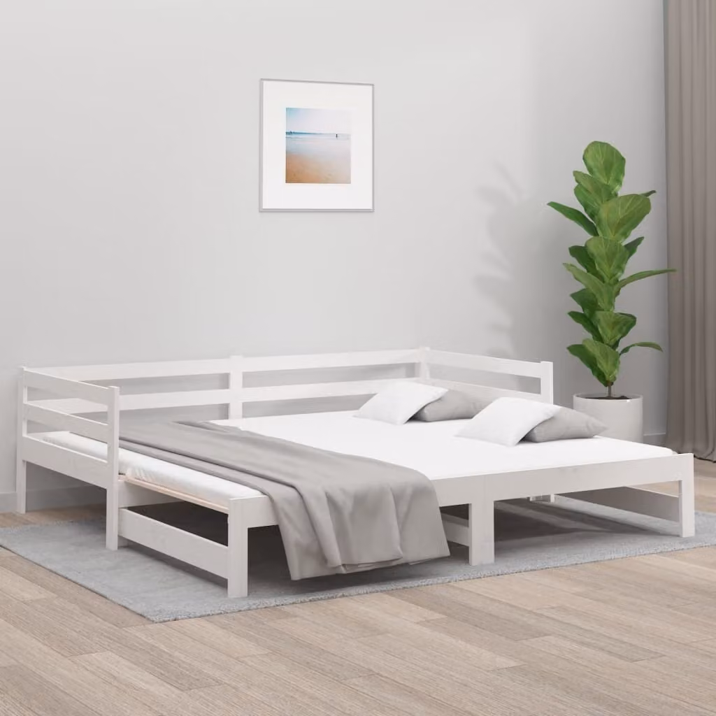 The Living Store Daybed Estensibile Bianco 2x(80x200) cm in legno di pino massiccio