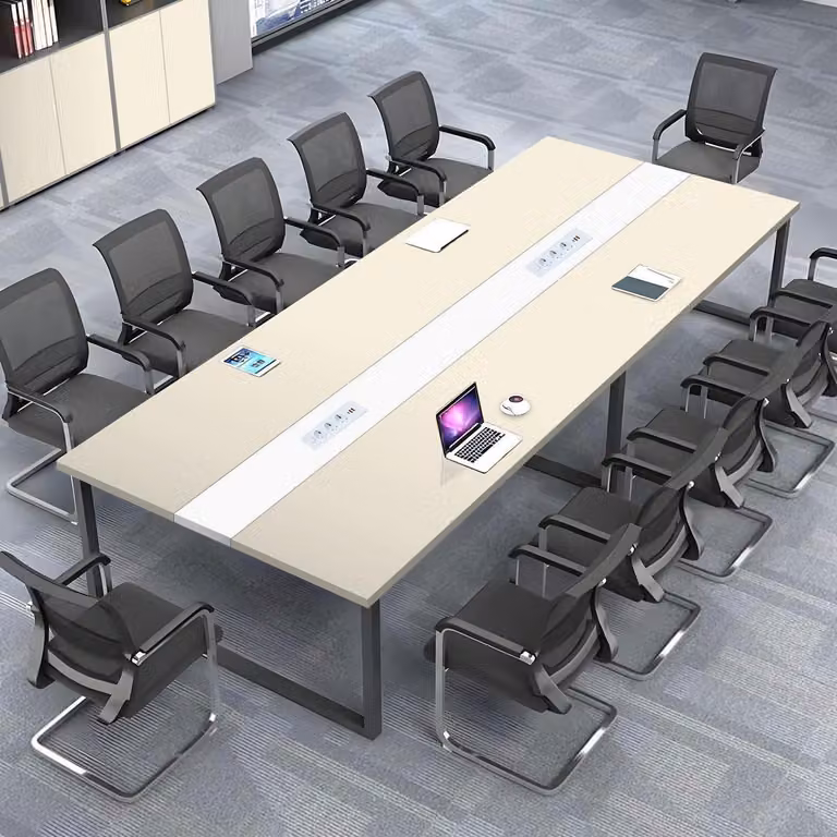 Tavolo da conferenza con sistema di gestione dei cavi, dimensioni 360x120x74 cm, design moderno, ideale per l'ufficio