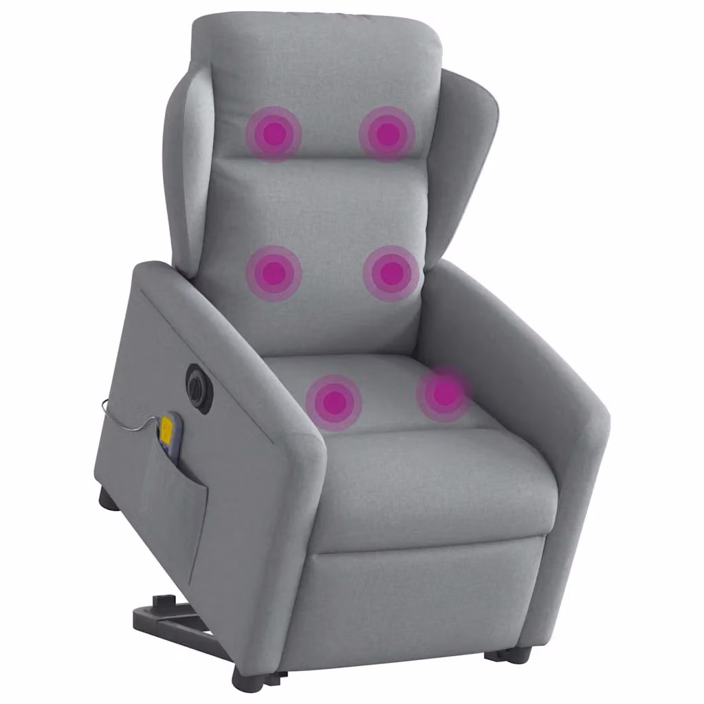 Poltrona Alzapersona Elettrica con Massaggio vidaXL Grigio con Braccioli e Rivestimento in Tessuto – 2