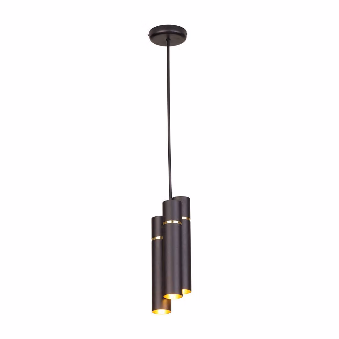 Lampadario Lynx nero e oro 6xE14x40W in ottone, dimensioni: 80x13x13 cm, IP20, Milagro