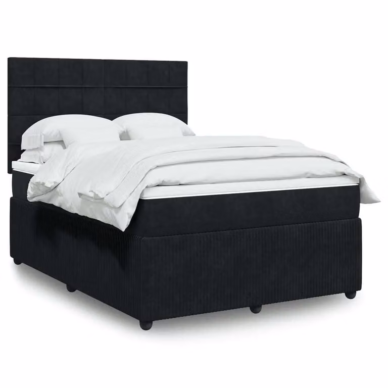 Maison Exclusive - Giroletto a Molle con Materasso Nero 160x200 cm in Velluto