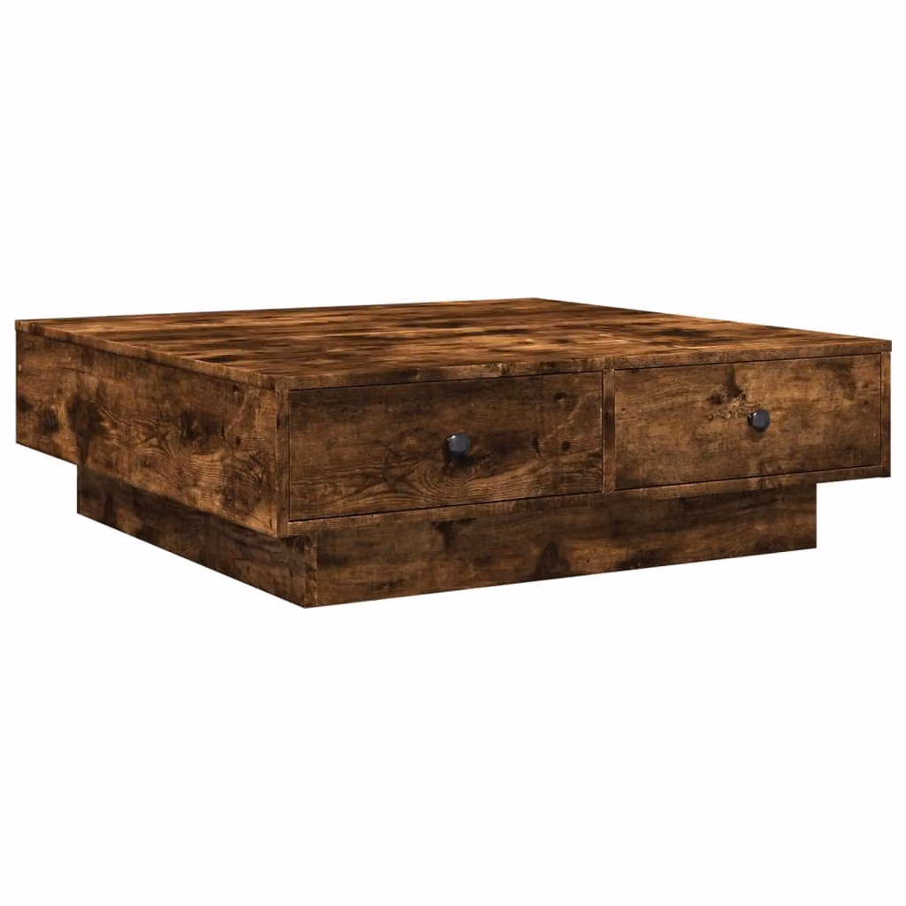 Tavolino da Salotto Rovere Fumo 90x90x28 cm Legno Multistrato