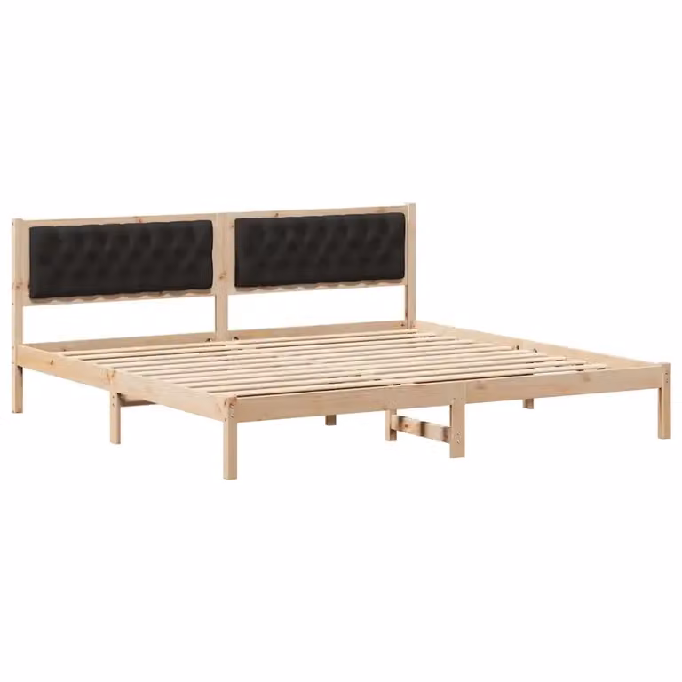 Struttura letto vidaXL in pino massello nero con doghe in legno L/P/H: 200 x 200 x 205,5 cm