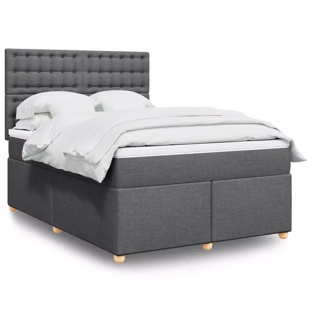 Giroletto a Molle con Materasso Grigio Scuro 160x200 cm Tessuto 3293646
