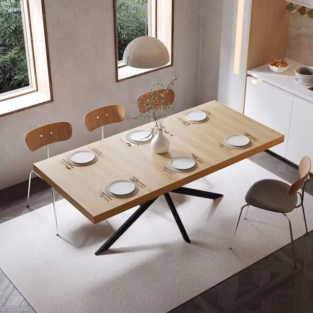 Tavolo da Pranzo Allungabile Rettangolare con Vano Contenitore ¨C MINIMAL ¨C Naturale, 140-180 cm