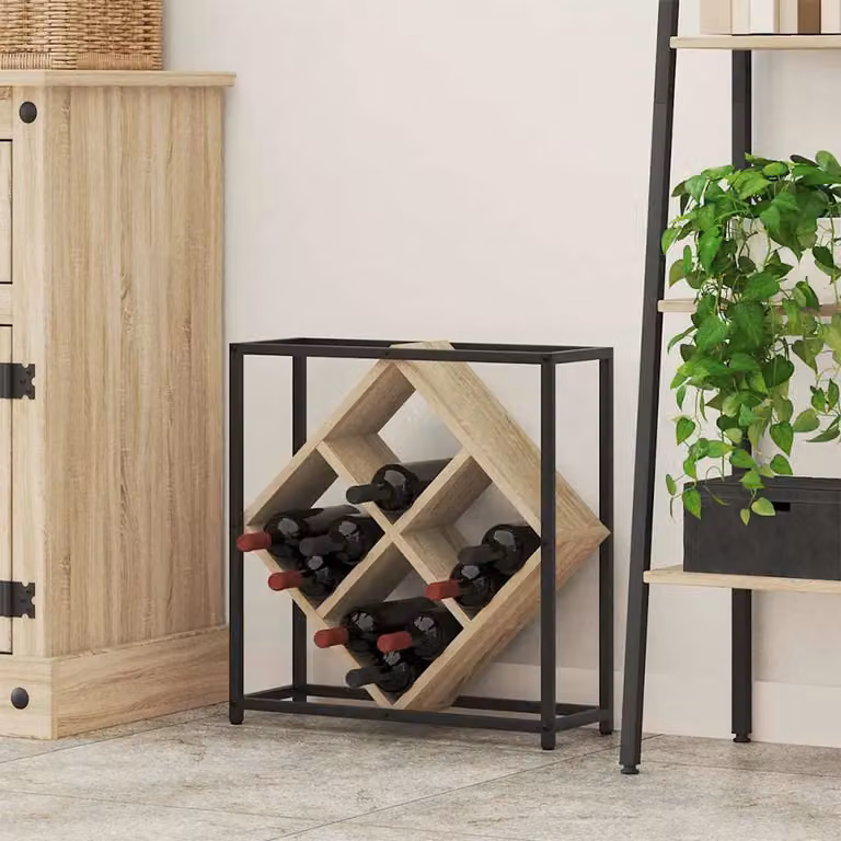 Portabottiglie vidaXL per 16 bottiglie in legno ingegnerizzato colore Rovere Sonoma marrone L: 52,5 cm, P: 51,0 cm, H: 18,0 cm