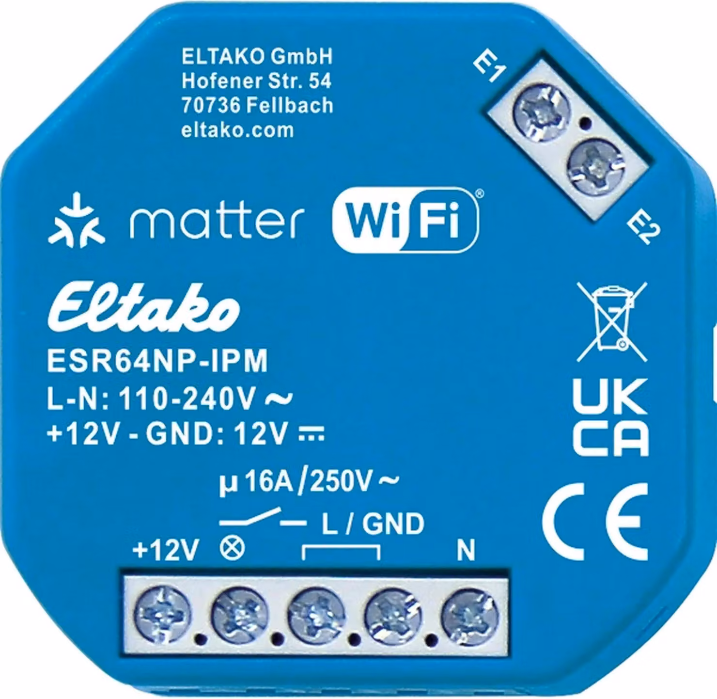 Relè di commutazione a impulsi ELTAKO con IP, Matter tramite Wi-Fi, EnOcean opzionale, 1 contatto di chiusura, 1 pz.