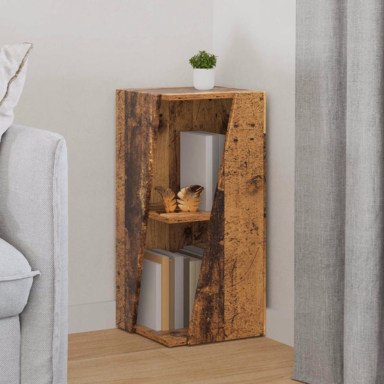 Mensola laterale d'angolo vidaXL in legno marrone opaco L/P/H: 33 x 32 x 70,5 cm