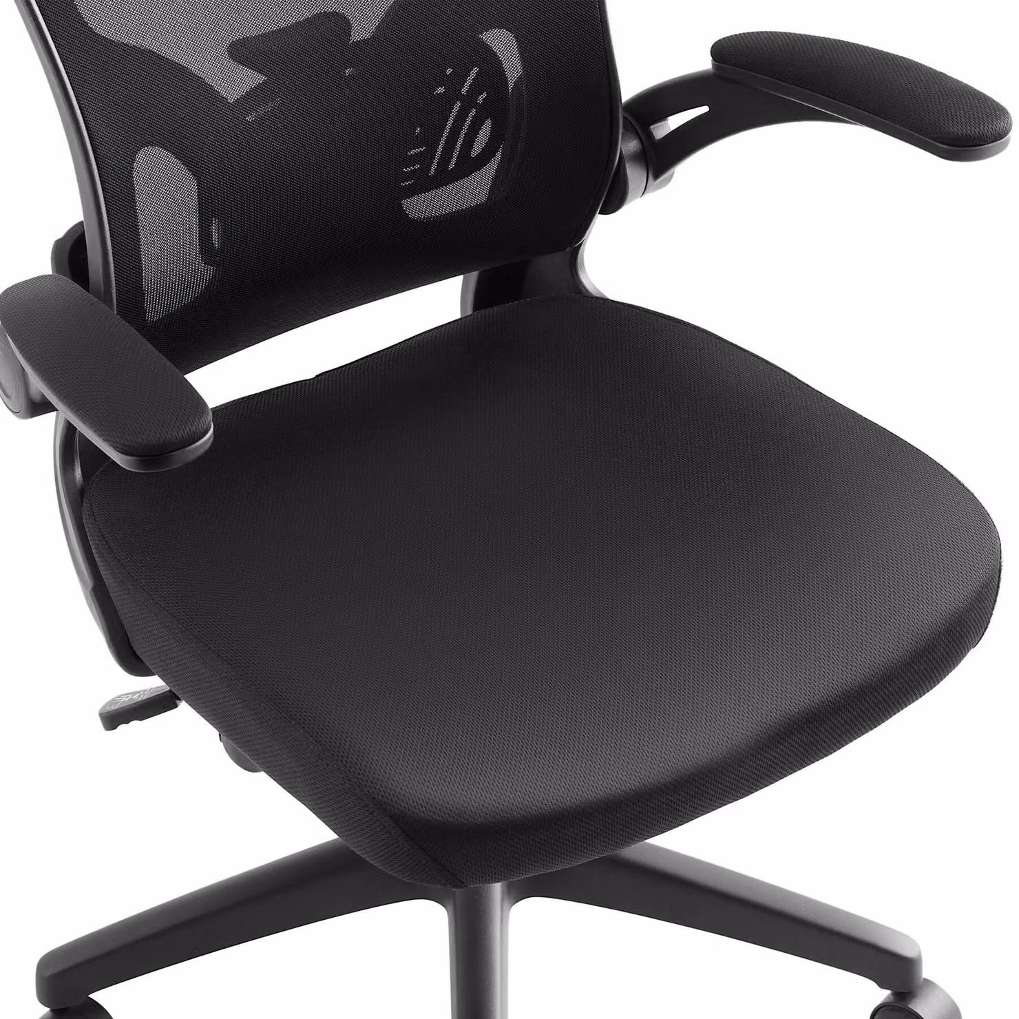 Sedia da ufficio ergonomica Tectake Arges con poggiatesta regolabile e seduta in tessuto nera – 1