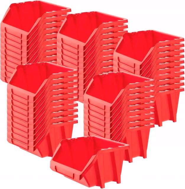 Set di 50 vassoi portaoggetti KADAX per officina, dimensioni 214x198 mm.