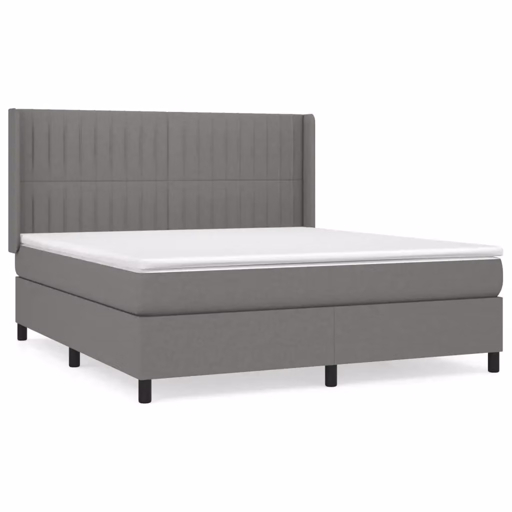 vidaXL Giroletto a Molle Ibrido con Materasso in Grigio e Bianco L/P/H: 160 x 200 x 128 cm – 2