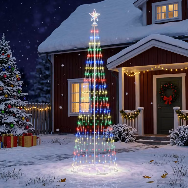 vidaXL Albero di Natale a cono LED 250 cm 470 LED Multicolore Acciaio