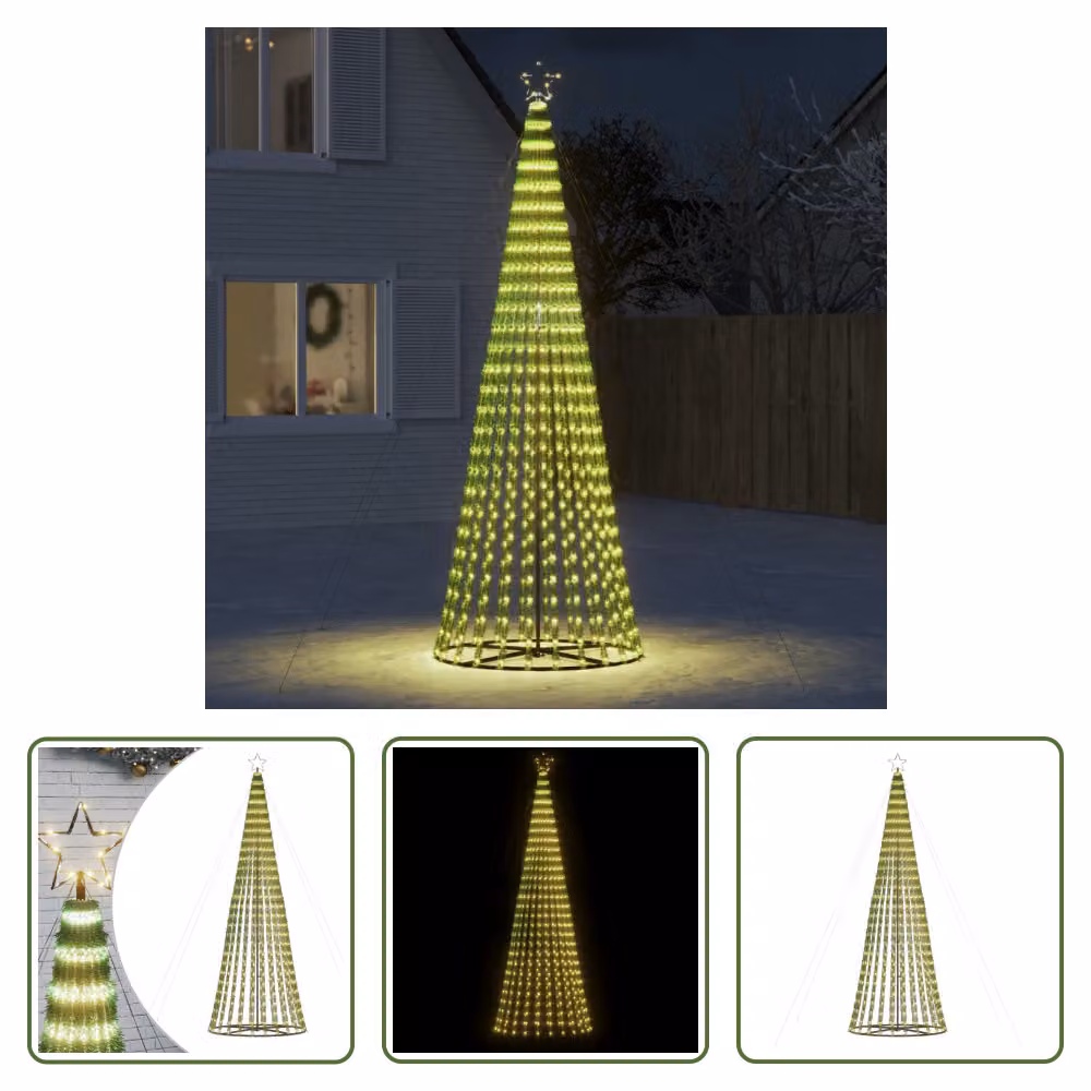 The Living Store Albero di Natale a forma di cono 688 LED bianco caldo 300 cm