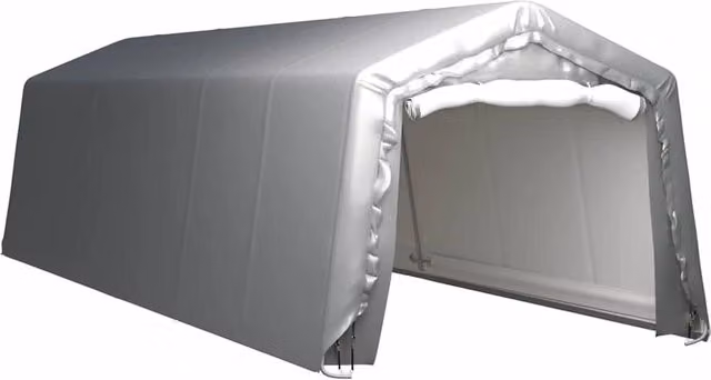 Tenda Deposito Carport con Tetto a Capanna in Acciaio Galvanizzato e Tela Grigia L: 900 cm, P: 300 cm, H: 240 cm – 1