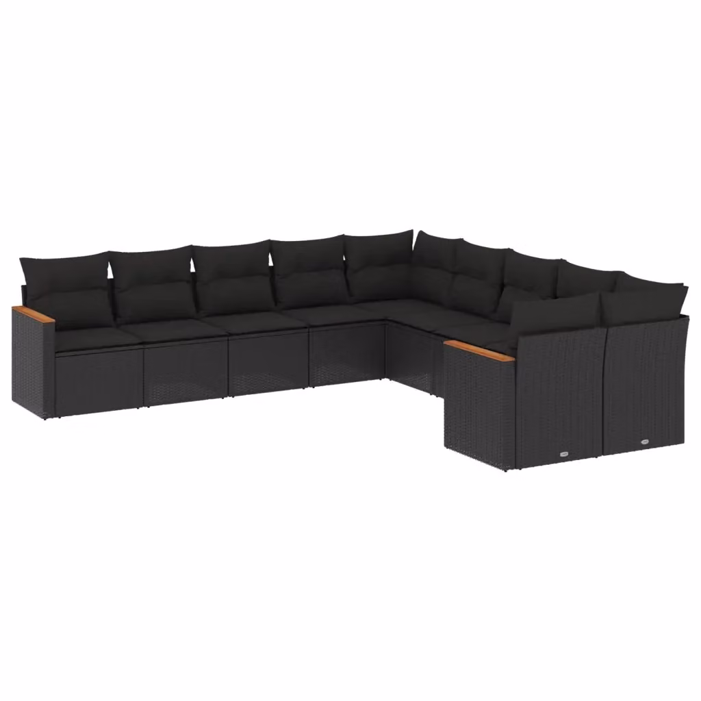 vidaXL Set Divani da Giardino a L con Cuscini Nero e Struttura in Metallo e Polyrattan – 2