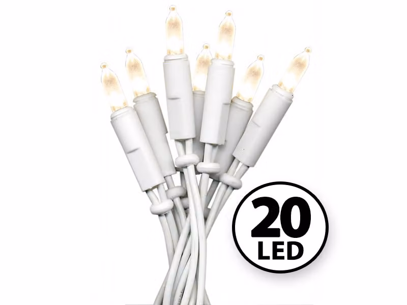 Catena luminosa LED mini bianco caldo per interni 20 pezzi