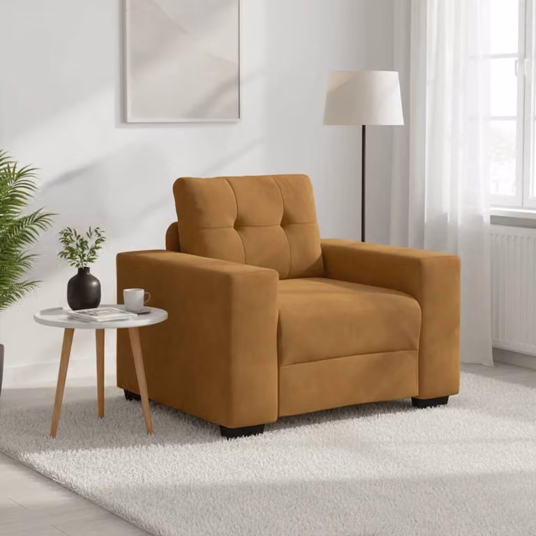 Divano Sedia Moderno vidaXL in Velluto Marrone con Braccioli L/P/H: 100 x 78 x 80 cm