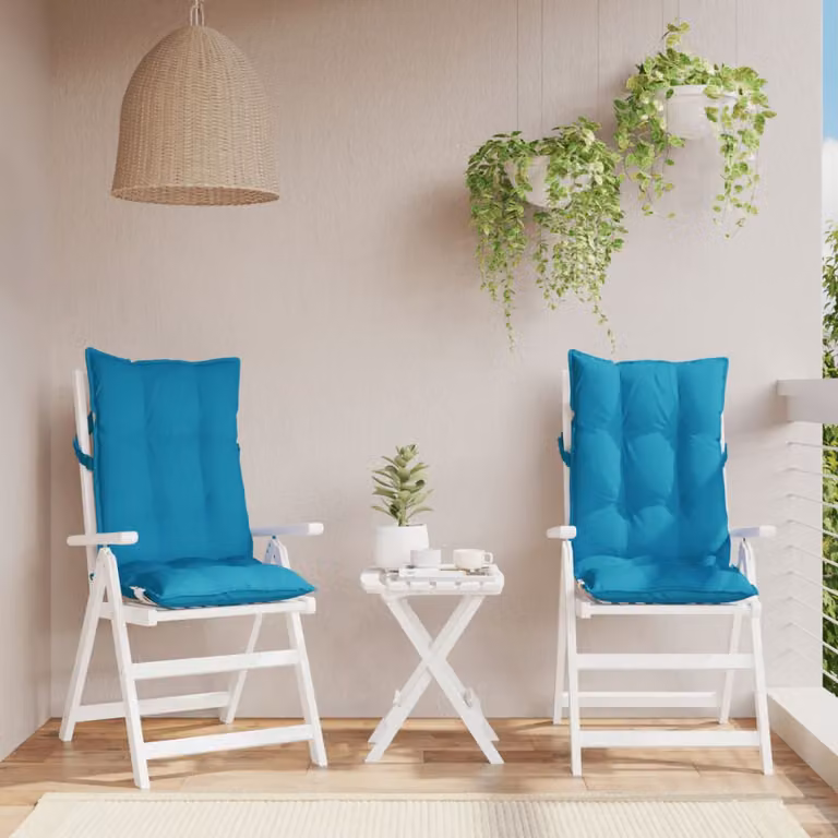 Set di 2 cuscini per sedia con schienale alto vidaXL in tessuto Oxford blu chiaro, idrorepellenti e traspiranti