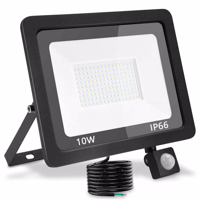 Faretto LED da esterno, 10W, 1000 lumen, 6000K, grado di protezione IP66, sensore di movimento, luce bianca fredda