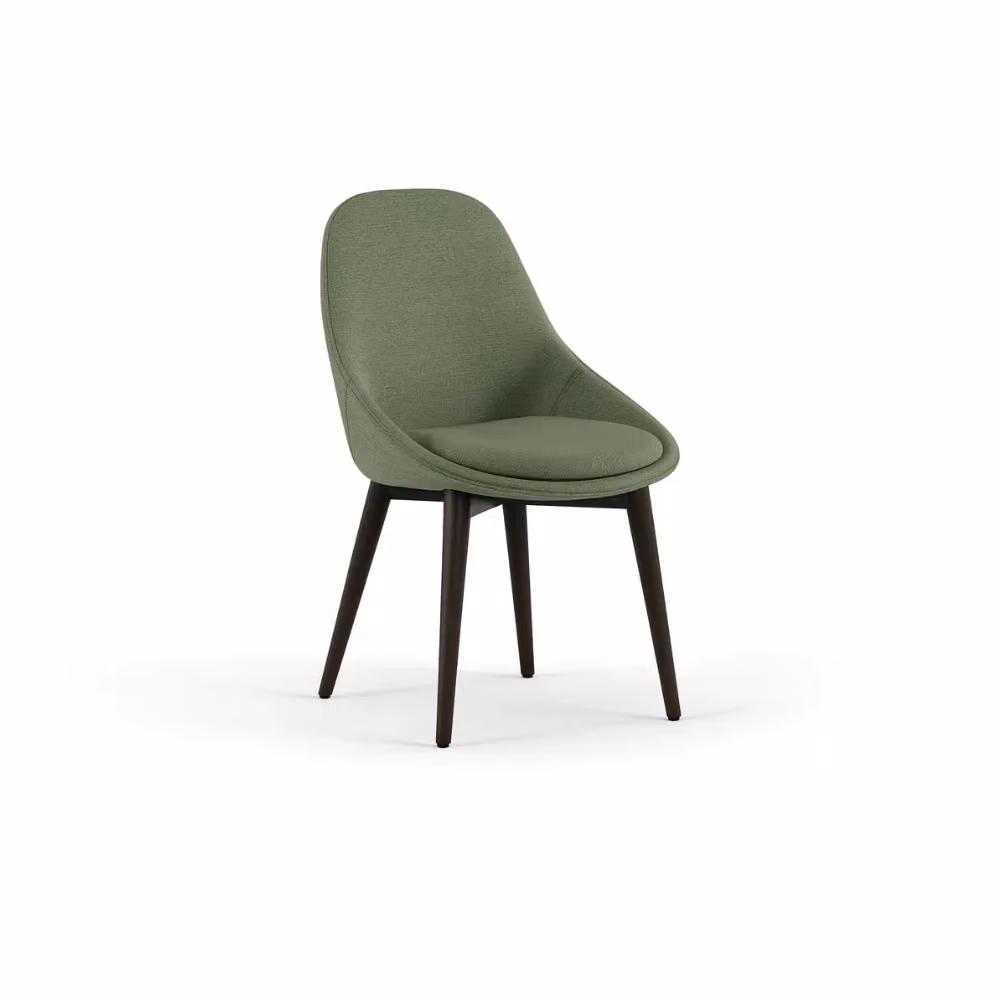 Set di 4 sedie da pranzo imbottite in tessuto verde Delphi con struttura in legno massello di noce Duzzle – 2