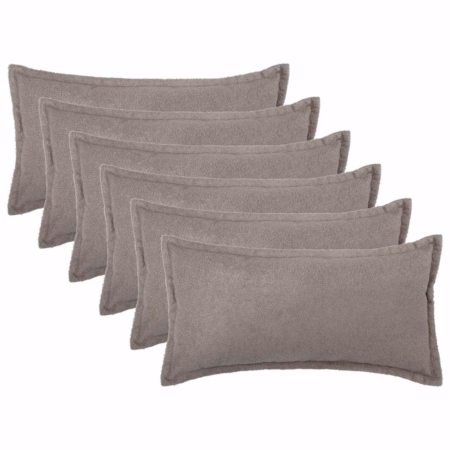 Set di 6 federe vidaXL HOUTEN in tessuto bouclé grigio chiaro, L 40 cm x P 80 cm