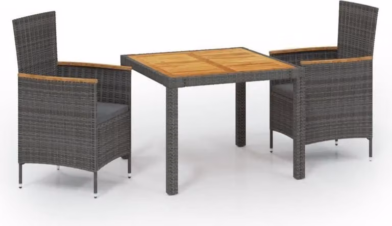 vidaXL Mobili da giardino in Poly Rattan 9-TLG. Gruppo di seduta grigio con cuscini