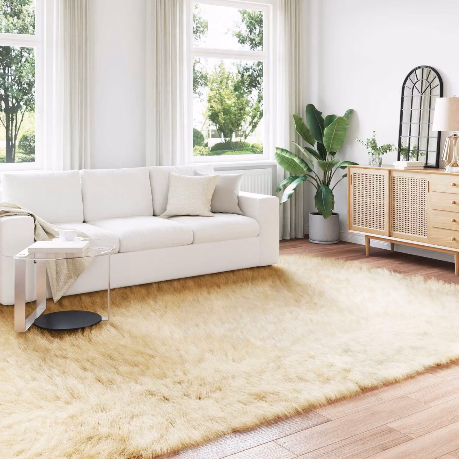 Tappeto moderno vidaXL in poliestere color beige, L: 200 cm x P: 280 cm