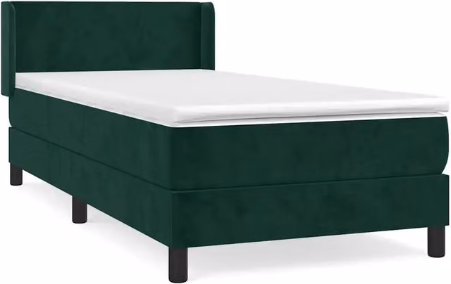 Letto singolo | Letto per adulti | Giroletto a Molle con Materasso Verde Scuro 90x200 cm Velluto