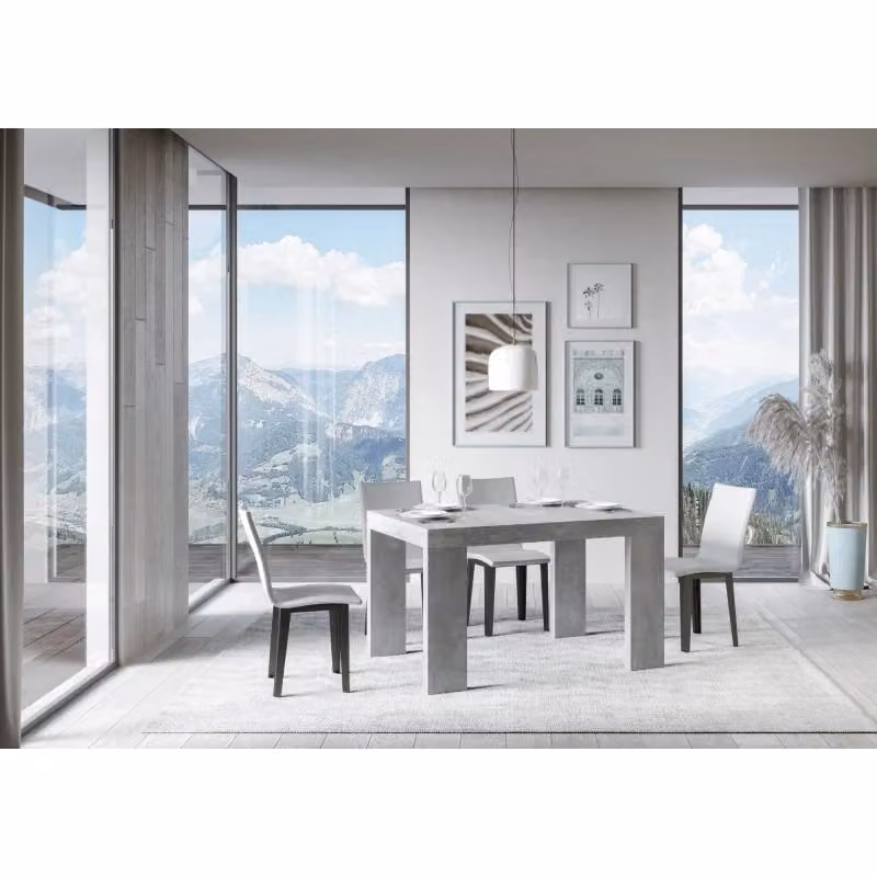 Tavolo allungabile moderno Itamoby grigio con piano in effetto pietra e legno L/P/H: 244 x 90 x 77 cm – 2