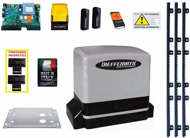 Kit Motore Automazione Cancello Scorrevole Automatico + 3Mt Cremagliera 230V Dfm