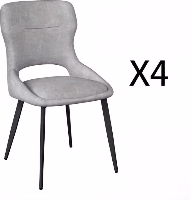 DESMIU Set da 4 Sedie da Pranzo Imbottite in Chenille con Struttura in Metallo e Legno, 43x40x86 cm, Grigio