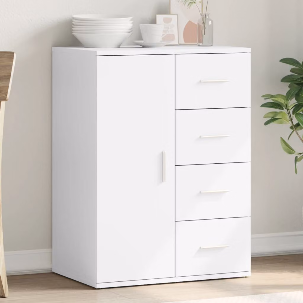 Credenza moderna vidaXL bianca in legno MDF da appendere al muro L: 59 cm, P: 39 cm, H: 80 cm